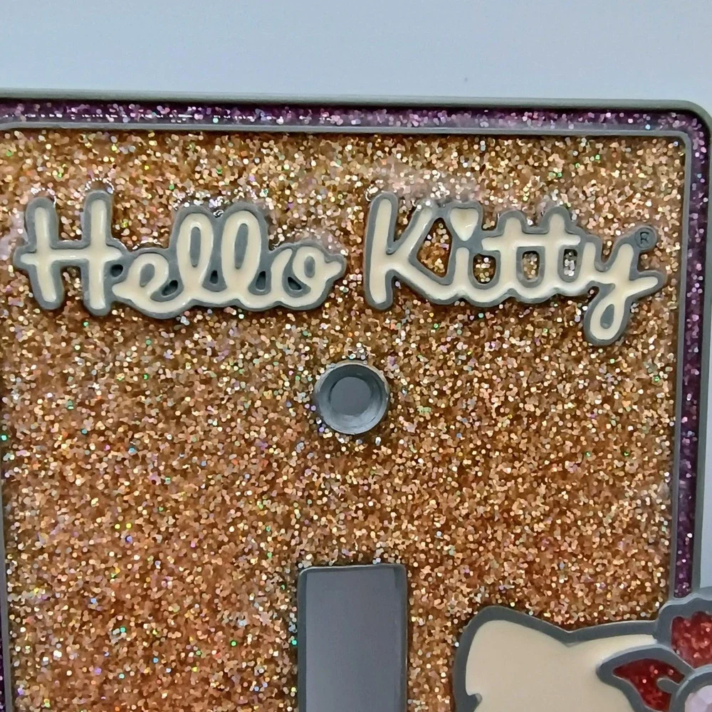 Vintage Hello Kitty Glitter Light Switch Plate Cover Y2K Sanrio 3D Resin Bling